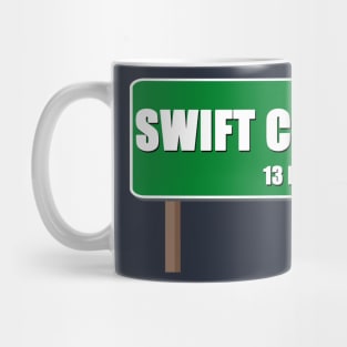 Swift City 13 Mi Road Sign Shadow Text 4 Mug